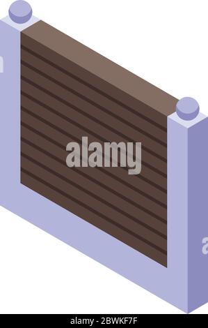 Fence gate icon, isometric style Stock Vector