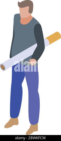 Smoke addiction icon, isometric style Stock Vector
