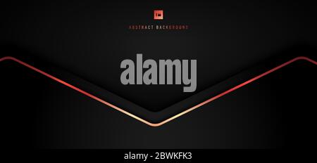 Abstract banner design black and gray metallic triangle overlapping background with red stripe line technology concept. Vector illustration Stock Vector