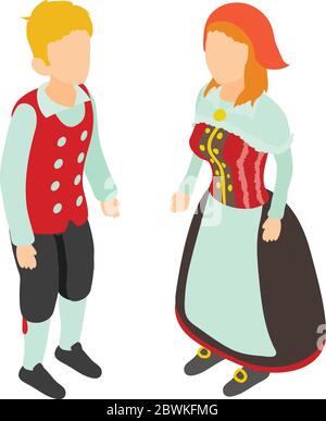 Traditional costume icon, isometric style Stock Vector