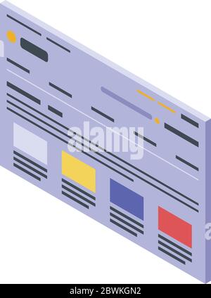 Page for backlink icon, isometric style Stock Vector