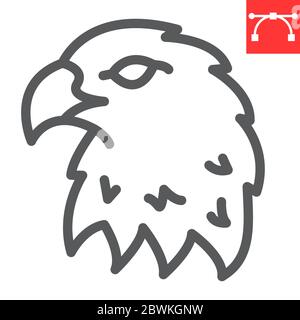 Eagle line icon, animal and hawk, wild bird sign vector graphics, editable stroke linear icon, eps 10. Stock Vector