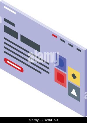 Link building page icon, isometric style Stock Vector