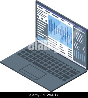 Dj laptop icon, isometric style Stock Vector