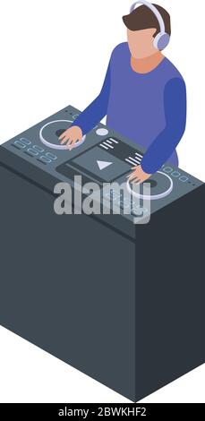 Disk jockey icon, isometric style Stock Vector