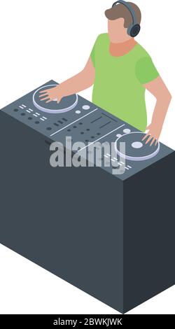 Dj disco icon, isometric style Stock Vector