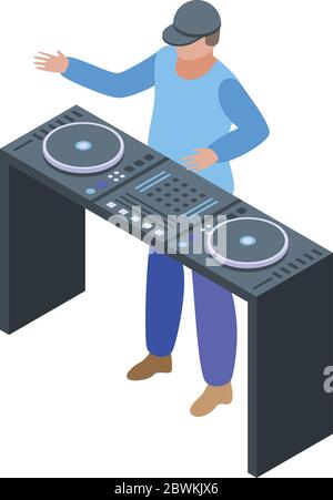 Dj man icon, isometric style Stock Vector