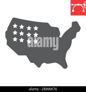 Map of USA glyph icon, country and north america, usa map sign vector ...