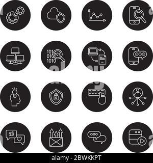 set of digital contents icons Stock Vector