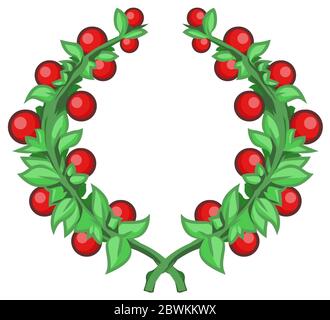 Laurel wreath berries cartoon design element, vector illustration, horizontal, isolated Stock Vector