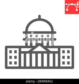 Capitol Building line icon, USA and congress, washington capitol sign vector graphics, editable stroke linear icon, eps 10. Stock Vector