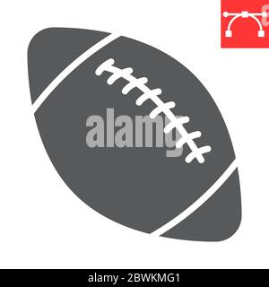 American football ball glyph icon, sport and game, football ball sign vector graphics, editable stroke solid icon, eps 10. Stock Vector