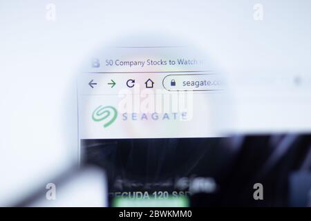 Moscow, Russia - 1 June 2020: Seagate.com website page. Seagate Technology Plc logo on display screen, Illustrative Editorial. Stock Photo