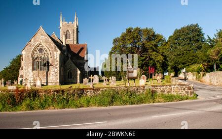 Shaftesbury, England, UK - July 28, 2012: Sun shines on the traditional parish church of St James in Shaftesbury in Dorset. Stock Photo