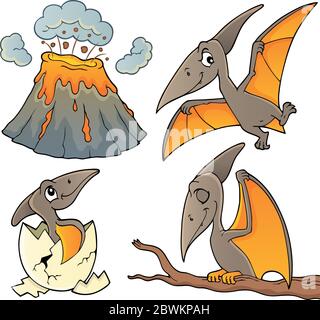 Pterodactyls theme set 1 - eps10 vector illustration. Stock Vector