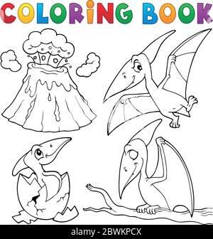 Coloring book pterodactyls theme set 1 - eps10 vector illustration. Stock Vector