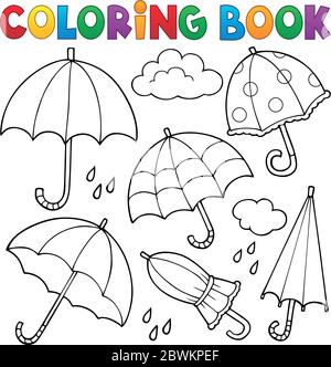 Coloring book umbrella theme set 1 - eps10 vector illustration. Stock Vector