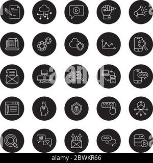 set of digital contents icons Stock Vector