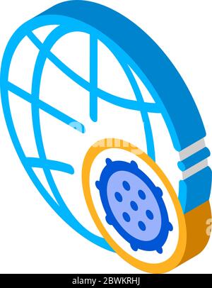 Microscopic Bacterium And Planet isometric icon vector illustration Stock Vector
