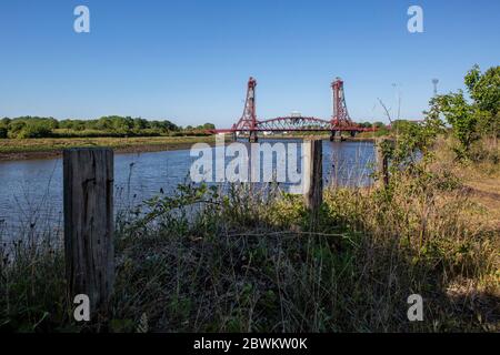 A general view of Newport Bridge which spans the River Tees from Stockton on Tees to Middlesbrough. Stock Photo