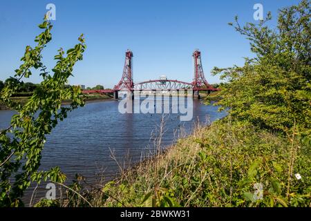 A general view of Newport Bridge which spans the River Tees from Stockton on Tees to Middlesbrough. Stock Photo