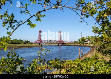 A general view of Newport Bridge which spans the River Tees from Stockton on Tees to Middlesbrough. Stock Photo