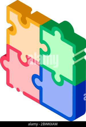 Interactive Kids Game Puzzle isometric icon vector illustration Stock Vector