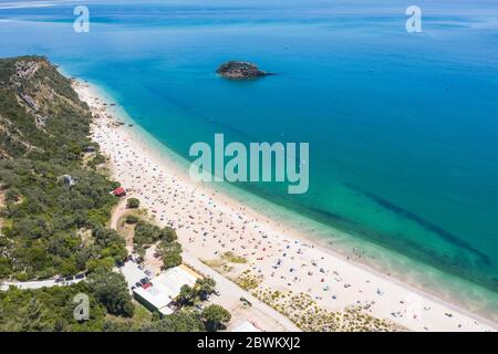 Beach in Arrábida days after the lockdown due to coronavirus Stock Photo