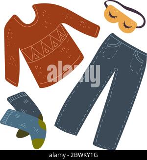 Vector set of things for backpacker, forest, mountain, tourist travel, vacation. Stock Vector