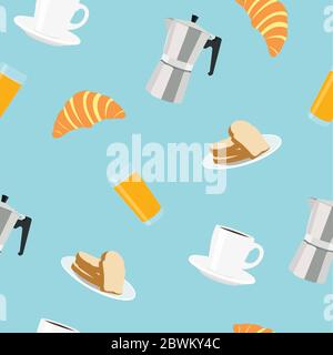 Vector Illustration Breakfast Themed Seamless Pattern Background Stock Vector