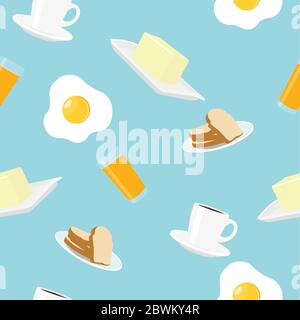 Vector Illustration Breakfast Themed Seamless Pattern Background Stock Vector