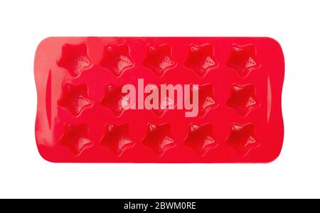 Red ice tray stars isolated on white background Stock Photo