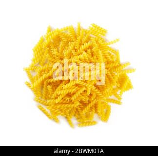 Fusilli uncooked spiral pasta isolated on white background Stock Photo