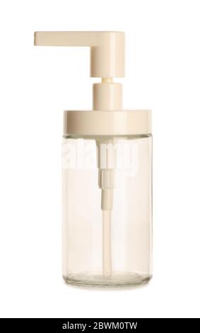 Bathroom accessory, soap bottle dispenser isolated on white background Stock Photo