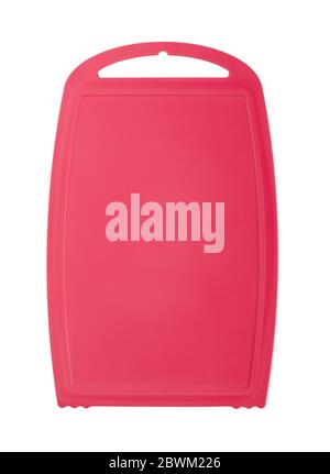 Pink plastic cutting board isolated on white background Stock Photo