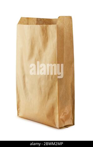 Recycle brown paper bag mockup isolated on a white background Stock Photo