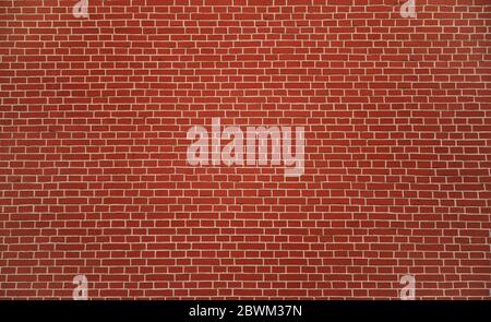 Brick red wall, wide panorama of masonry texture background pattern Stock Photo