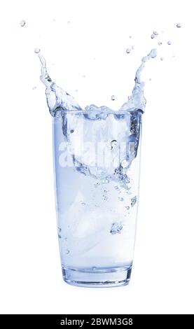 Crystal clear ice cubes and splashing water on white background Stock ...