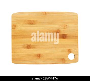 Bamboo natural material cutting board isolated on white background Stock Photo