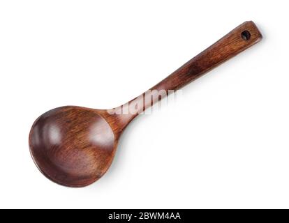 New clean red wooden spoon isolated on white background Stock Photo
