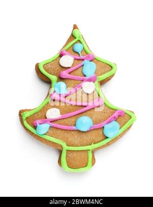 Handmade gingerbread christmas tree isolated on a white background Stock Photo