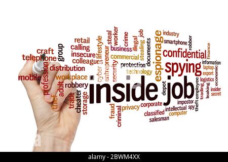Inside job word cloud concept on white background Stock Photo