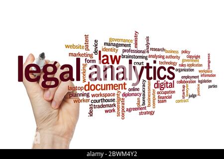 Legal analytics word cloud concept on white background Stock Photo