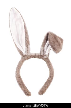 Easter gray rabbit fancy dress ears isolated on a white background Stock Photo