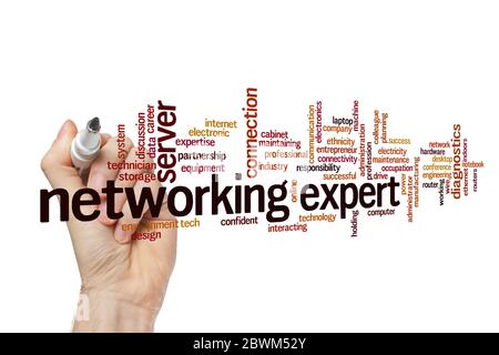 Networking expert word cloud concept on white background Stock Photo