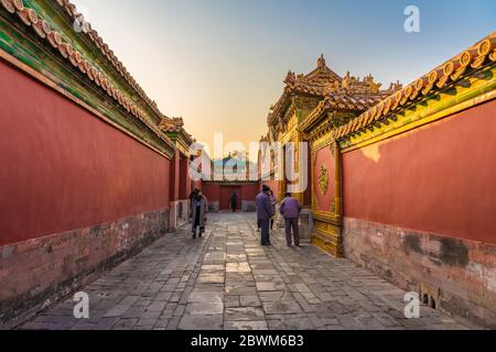 BEIJING, CHINA - NOVEMBER 28: View of a narrow alley street in the Forbidden City, an historic travel destination on November 28, 2019 in Beijing Stock Photo