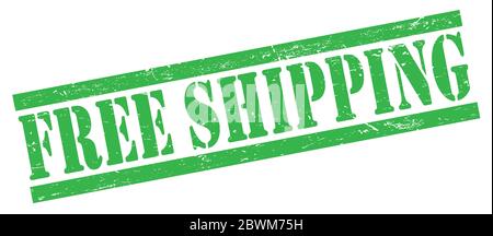 FREE SHIPPING green grungy rectangle stamp sign Stock Photo - Alamy