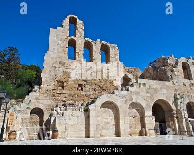 Walls of the Odeon in Athens in Greece Stock Photo