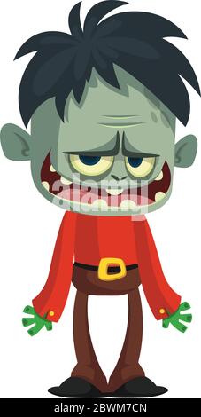 Cartoon funny zombie. Halloween vector illustration of zombie Stock Vector