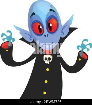 Cute cartoon vampire smiling. Vector illustration Stock Vector